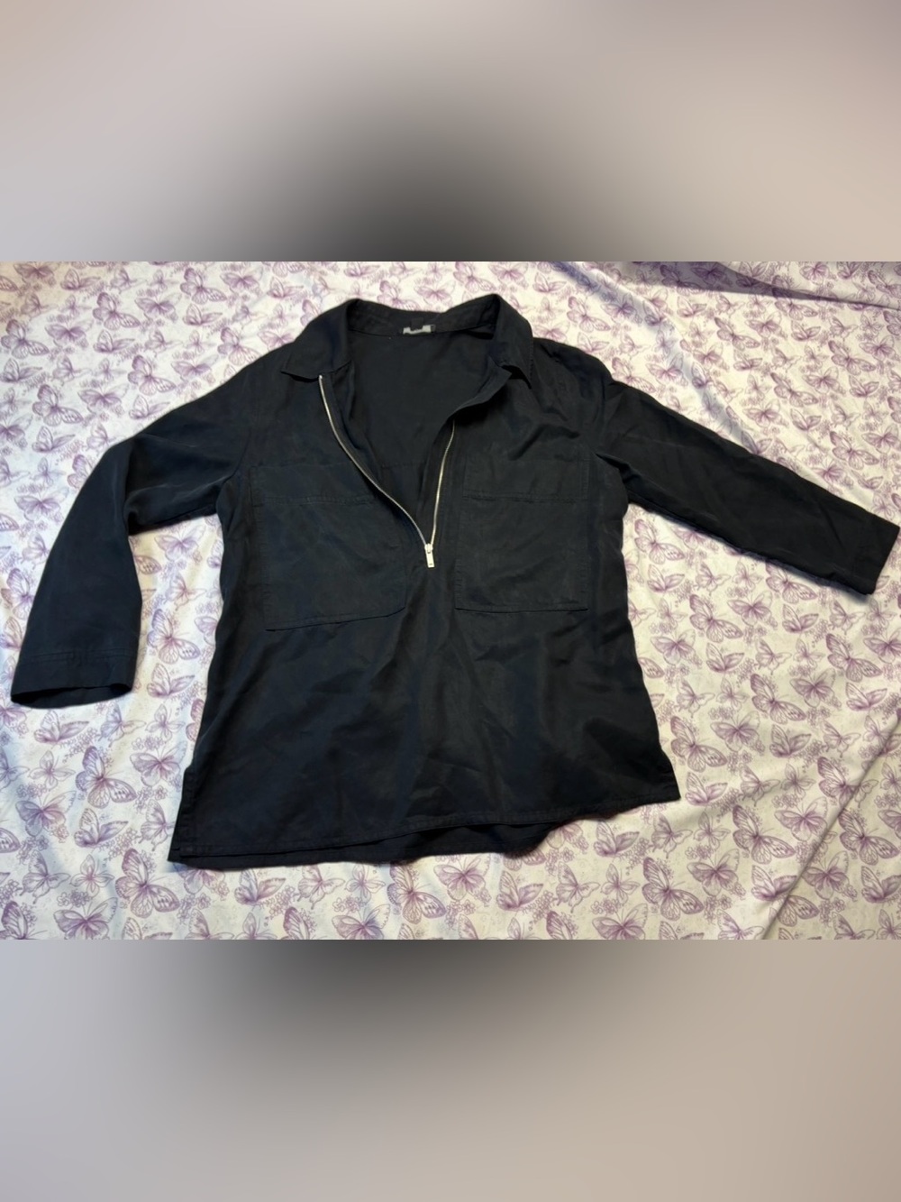 ⚛️COS Black Zip-Front Blouse